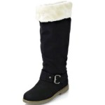 Damen kniehohe Winterstiefel mit abnehmbaren Spannriemen JW885-1 Black Gr. 36