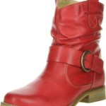 VISTA Stiefeletten für Damen aus Leder Fashion Style rot, Größe:38;Farbe:Rot