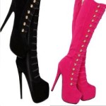 BUTTON MILITARY Stiefel HIGH HEELS (lila, 37)